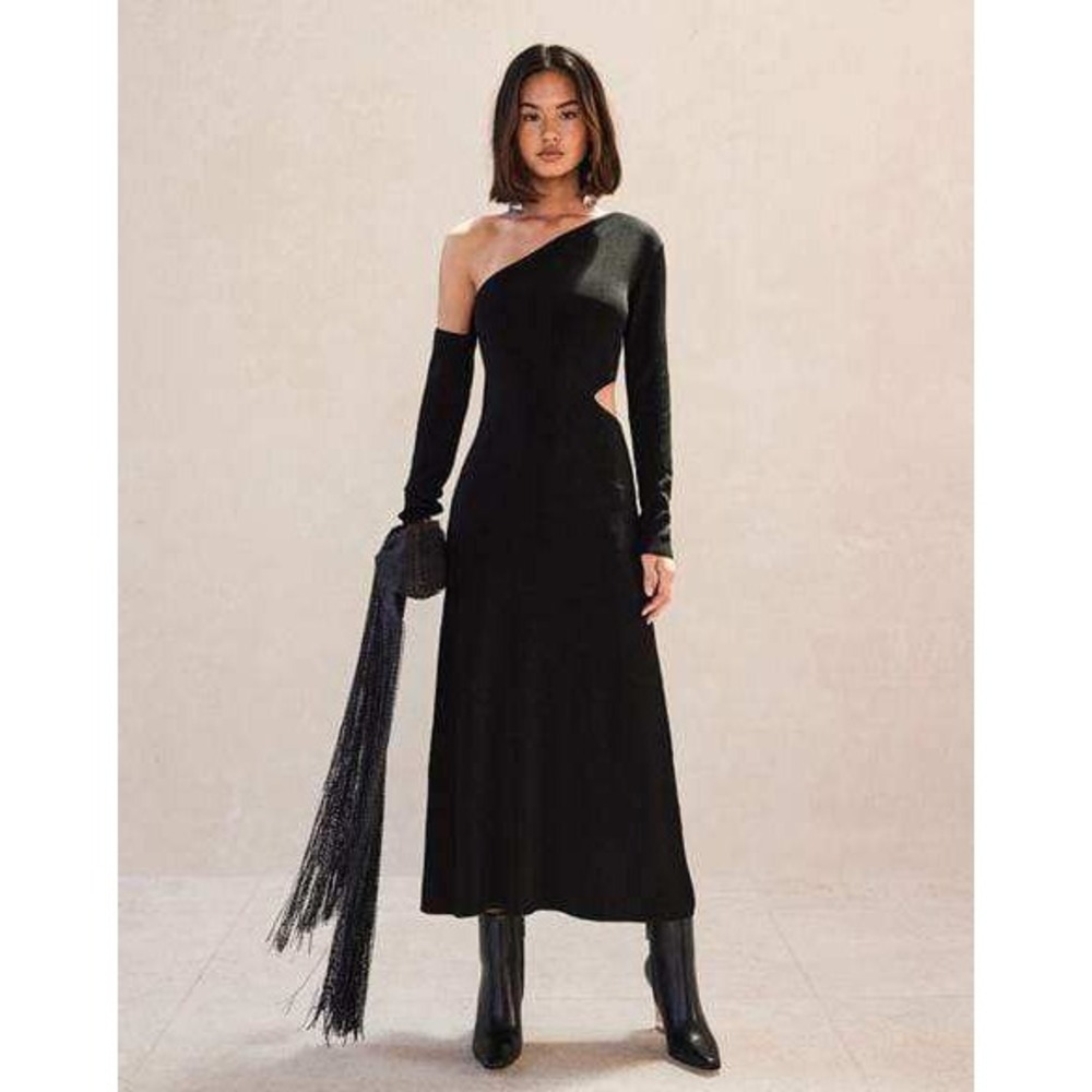 Cult‎ Gaia Zora one shoulder cutout midi dress size M black $598